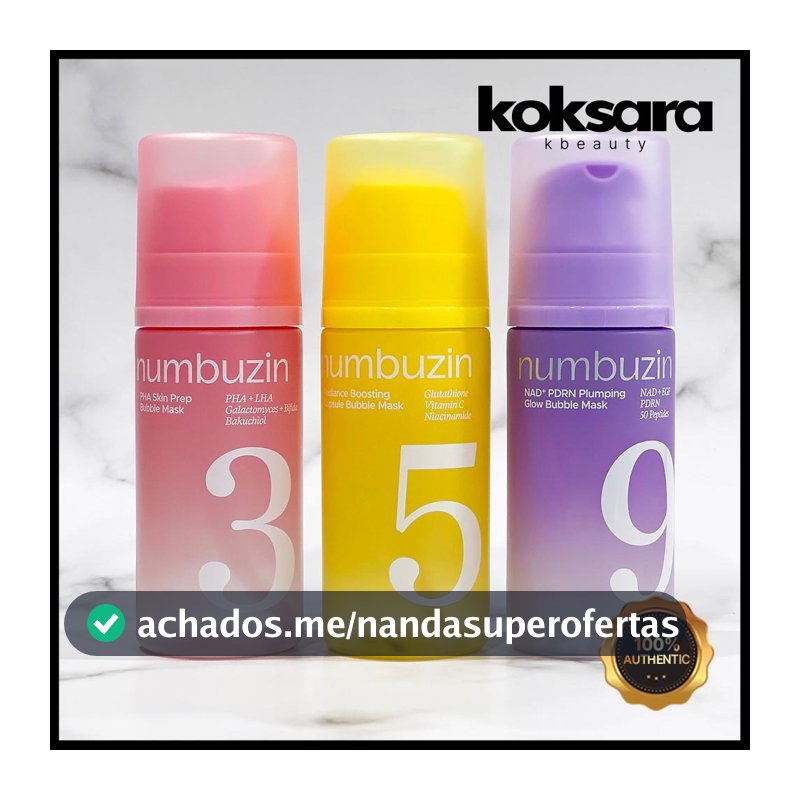 Numbuzin Bubble Mask Collection (No.3 PHA Skin Prep, No.5 Radiance Boosting Capsule, No.9 NAD+ PDRN Pluming Glow)
