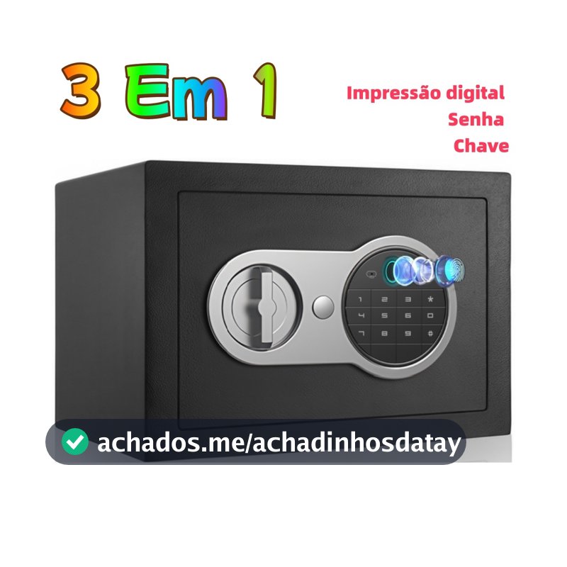3 Em 1 Cofre Eletrônico Digital Biométrico Senha Ou Chave
