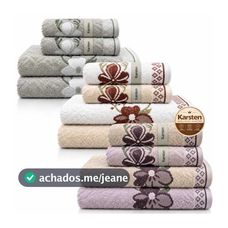 Jogo de Toalha 4 Peças Karsten 100% Algodão Yuna Felpuda Macia Excelente Absorção Banho Rosto