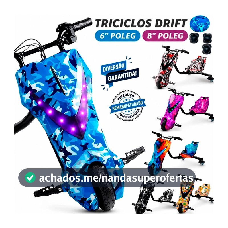 Triciclo Elétrico Infantil 350w 8'" Polegadas Hoverboard Overboard Skate Elétrico com Bluetooth