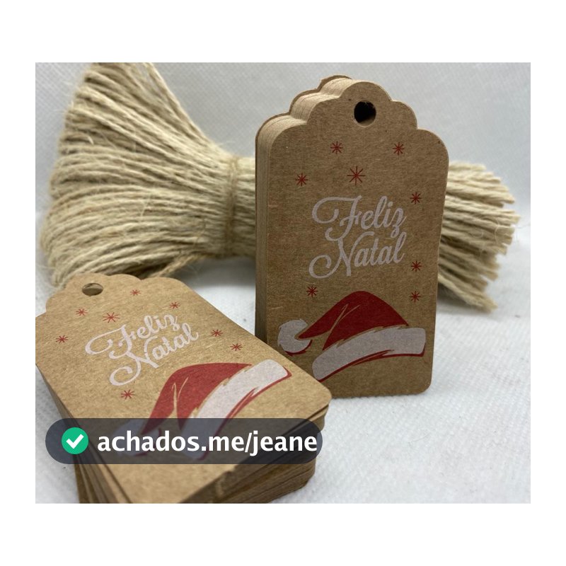 Tag Natal Touca Noel Kraft 100 Unidades Cordão Grátis