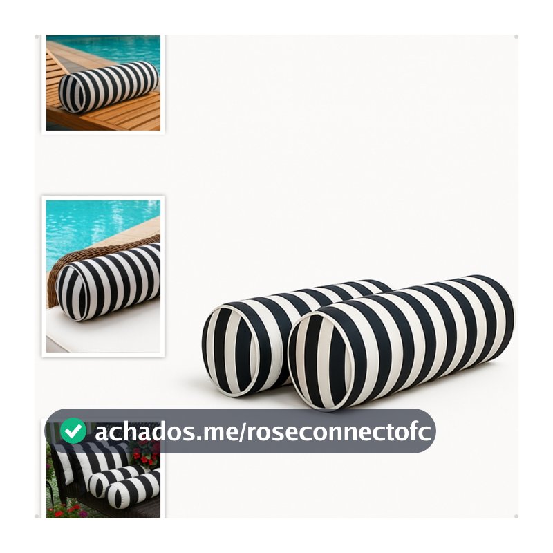 Almofada Rolinho Cilindro Redonda em Aquablock Acquatech Hidro-repelente Jardim Piscina Sofá Cadeira Poltrona Balanço