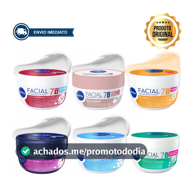 CREME FACIAL NIVEA 7 EM 1 HIDRATAÇÃO PROFUNDA SEM OLEOSIDADE 100g ENVIO IMEDIATO