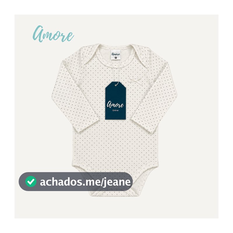 Body Manga Longa Bolinha Suedine - 100% Algodão