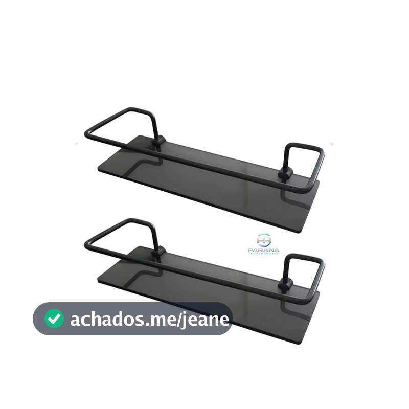 Porta Shampoo Preto Suporte Reto Vidro Fumê Prateleira 2un Preto