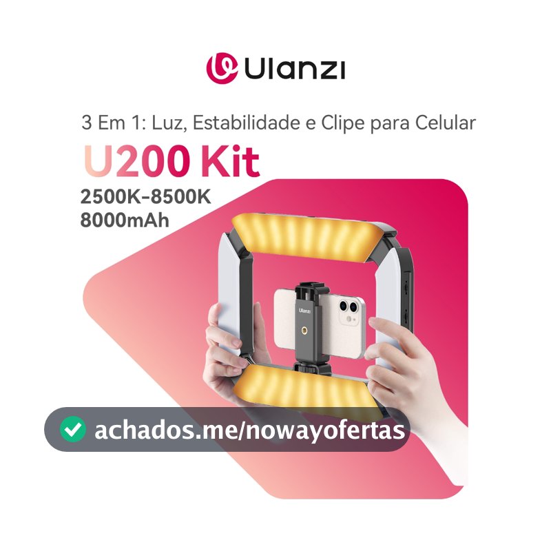 ULANZI U200 Kit de Vídeo para Smartphone com Estabilizador e Luz Anelar LED, para Vlog e YouTube
