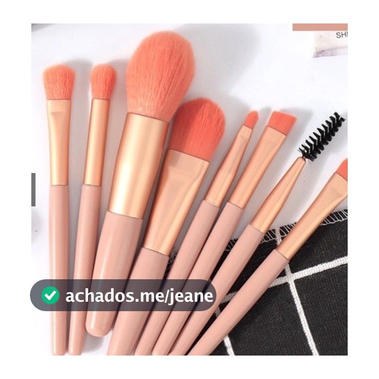 Kit 8 Pincéis Com Maquiagem Para Base Blush E sombra