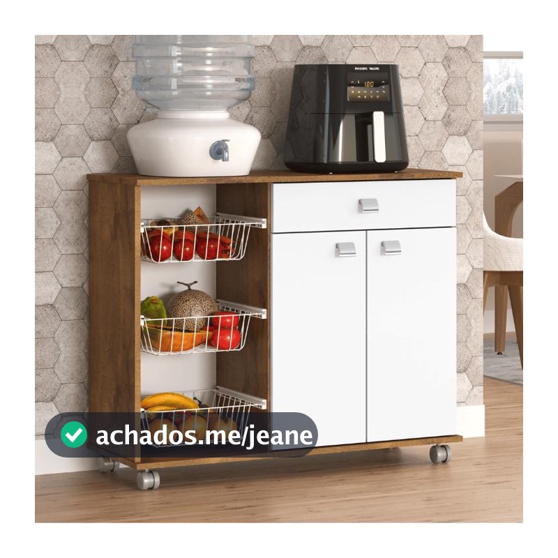 Fruteira Isis Com Rodinhas 2 Portas 1 Gaveta