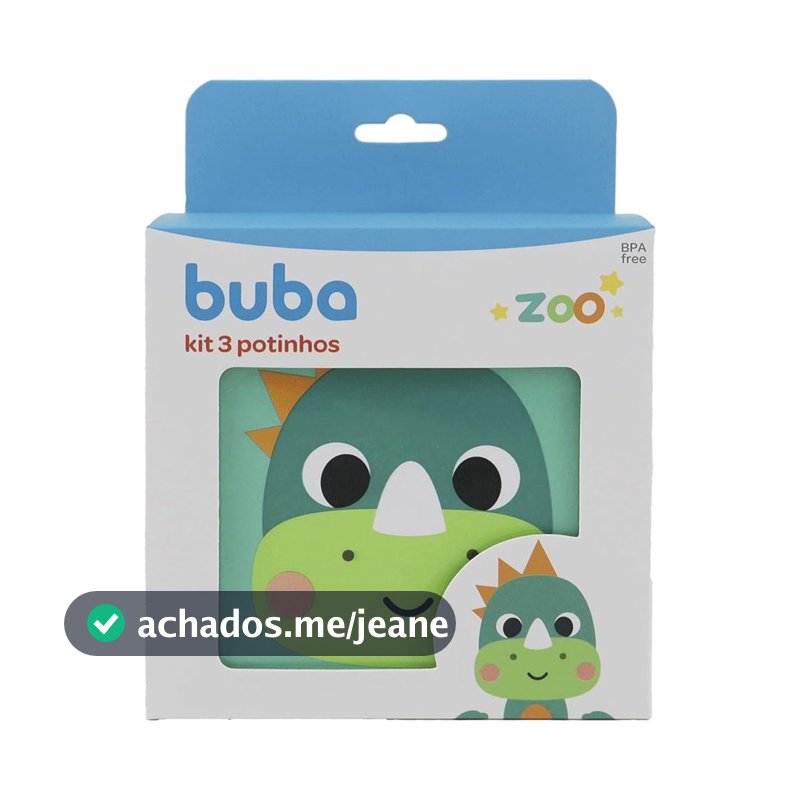 Kit 3 Potes Lancheira Infantil Buba Buba Zoo Dino