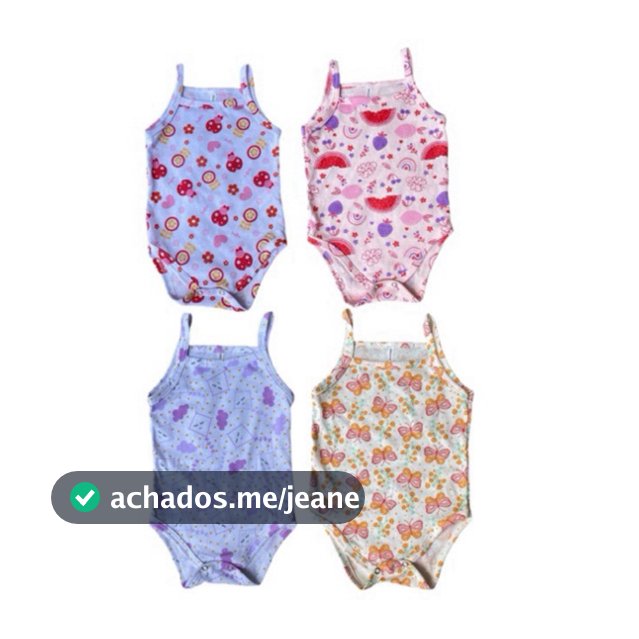 Kit 4 Body Bebe Menina Alcinha Algodão Roupa Bebê Veste até 12 meses Bory Bebê Estampado Bore Borie Regata verão fresco