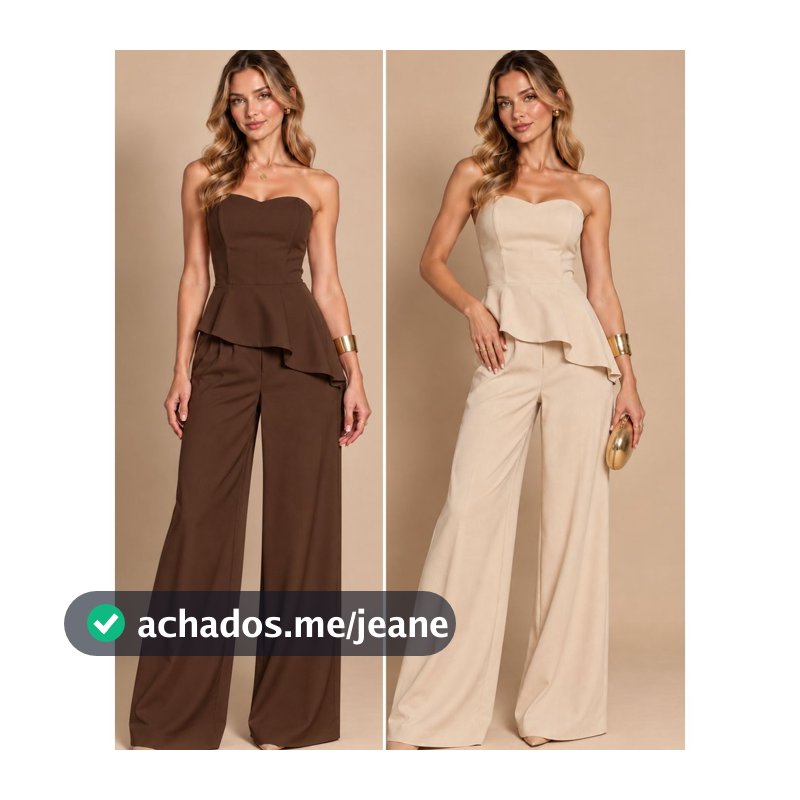 Conjunto Lorena Tomara que Caia Sensorial Amarração nas Costas e Calça Pantalona