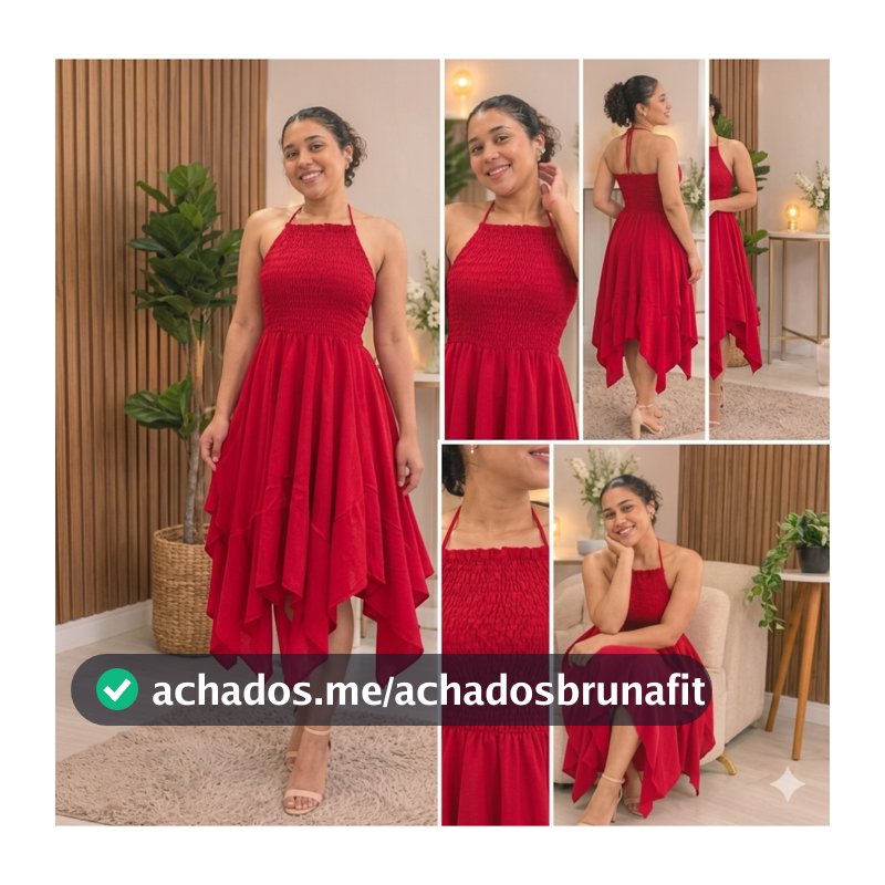 Vestido feminino Midi Lastex Gola Alta Saia Rodada premium REF 111