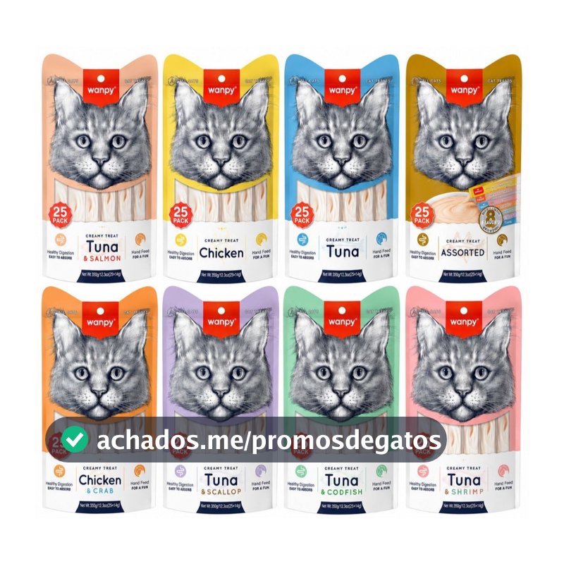 Wanpy Truly Creamy Petisco Cremoso Para Gatos Diversos Sabores Com 25 e 50 unidades