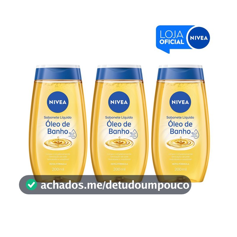 KIT - NIVEA Sabonete Líquido Óleo de Banho 200ml  - 3 unidades