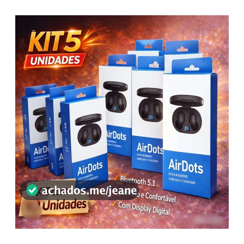 Kit com 5/10 unidades de fones de ouvido Bluetooth E6S AirDots TWS com tela digital, Bluetooth 5.1 para revenda