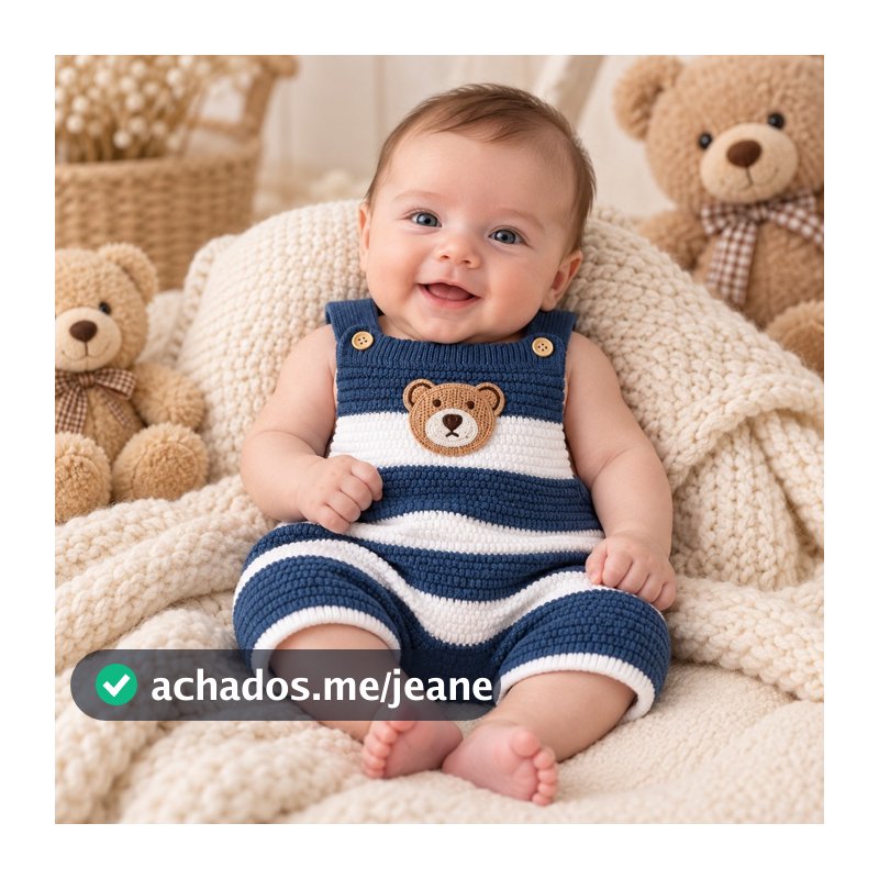 Jardineira bebê Listras em tricot romper Luan
