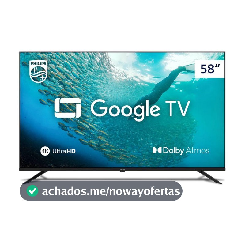 Smart TV Philips PUG7019 4K UHD de 58" Google TV Dolby Vision/Atmos e Google Assistente