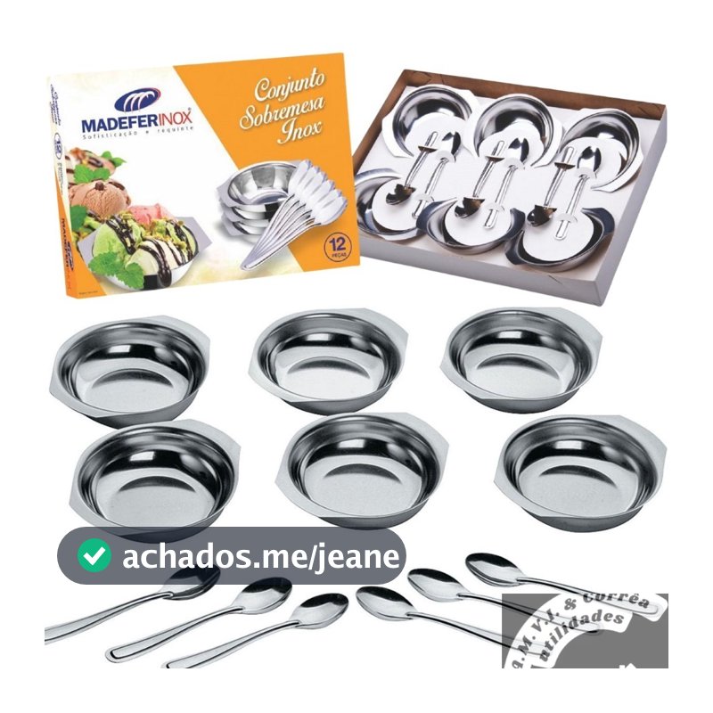 Conjunto Jogo De Tigelas Com Colheres Inox Para Sobremesa