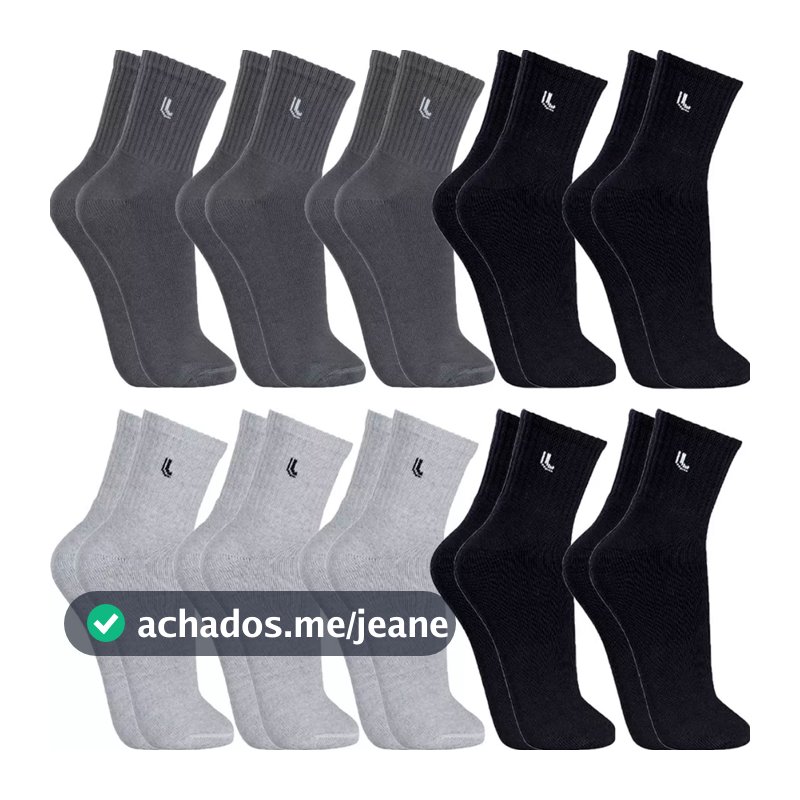 Kit 10 Pares Meias Lupo Originais Cano Médio Alto Algodão Masculina Feminina Meia Atoalhada Grossas