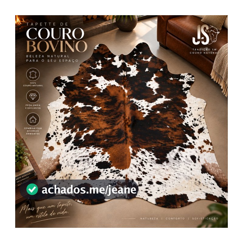 Tapete De Couro Bovino Boi Legítimo - Modelo Premium Grife 2,20m X 2m