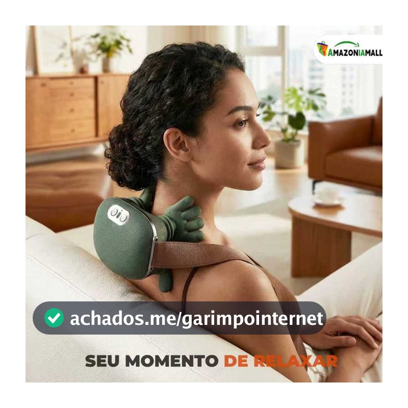 Massageador Elétrico 4D para Pescoço e Ombros com Aquecimento Duplo – Portátil, Ergonomico e Recarregável