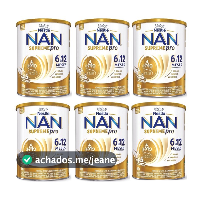 Kit 6 Latas NAN Supreme 6 a 12 Meses Fórmula Infantil 800g cada (AMARELO) EQ.1