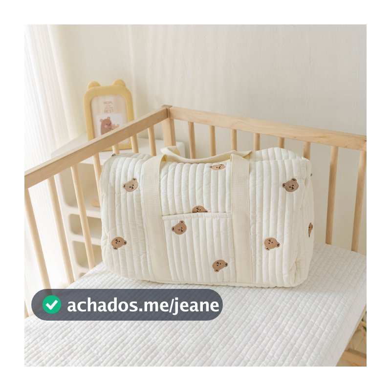 Bolsa de Mão Mãe e Criança Grande Capacidade - Bolsa de Ombro Mão Bordada Urso Fofo (Mãe e Filho),Ideal Para Dia a Dia
