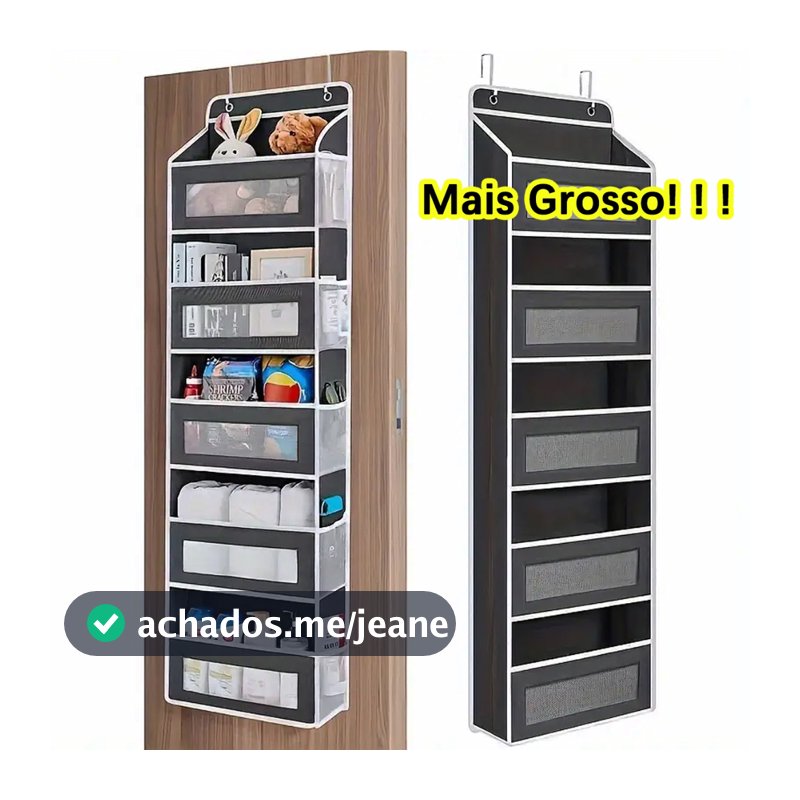 Organizador Suspenso De Tecido Com 5 Prateleiras E Bolsos Para Armário Porta Roupa Acessórios Multiuso