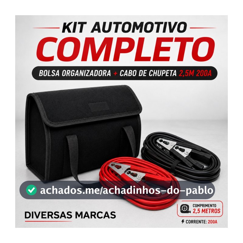 Bolsa de Ferramentas + Cabo de Chupeta Automotiva Diversas Marcas Organização e Segurança