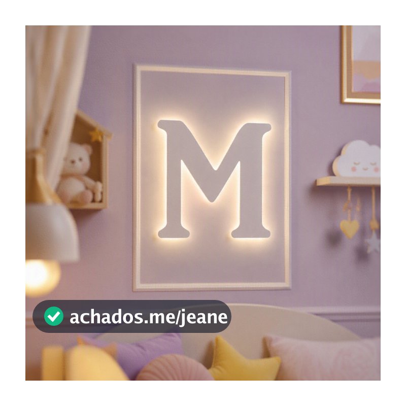 Letra Decorativa de Parede Luminosa 30cm Personalizada Sem Fio Pilhas Luminária