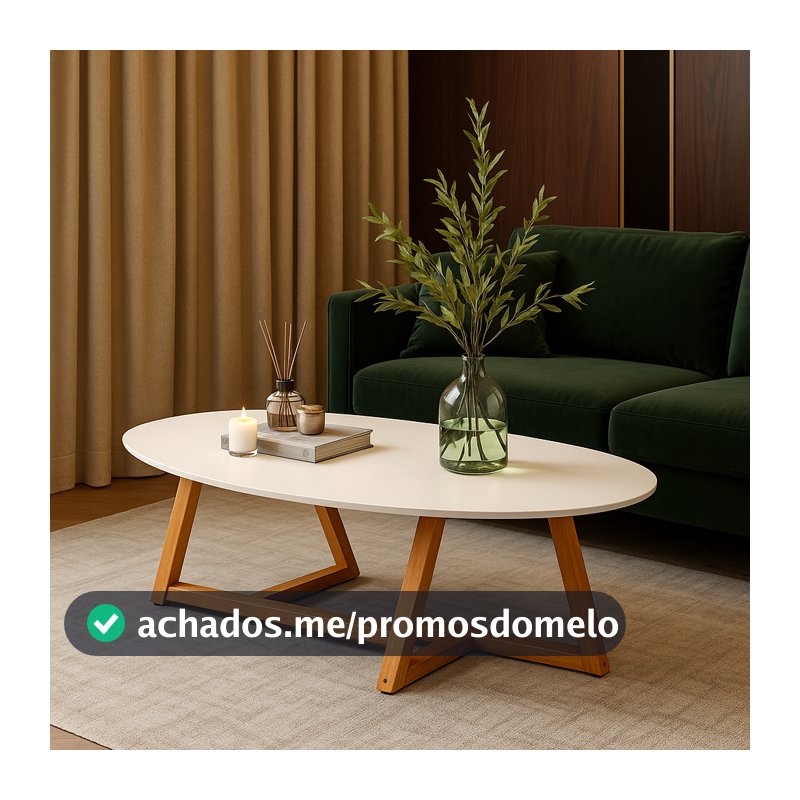 Mesinha Mesa De Centro De Sala Classic Oval Pés De Madeira Maciça Decorativa Luxo