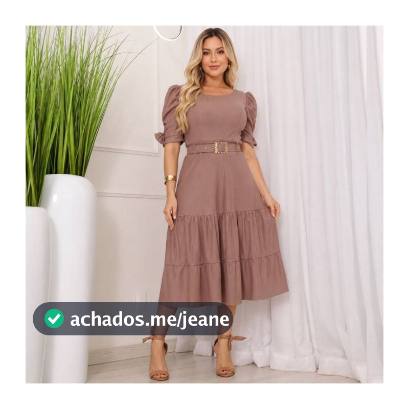 Vestido Gode  Malha Canelada 3 marias feminino evangelico
