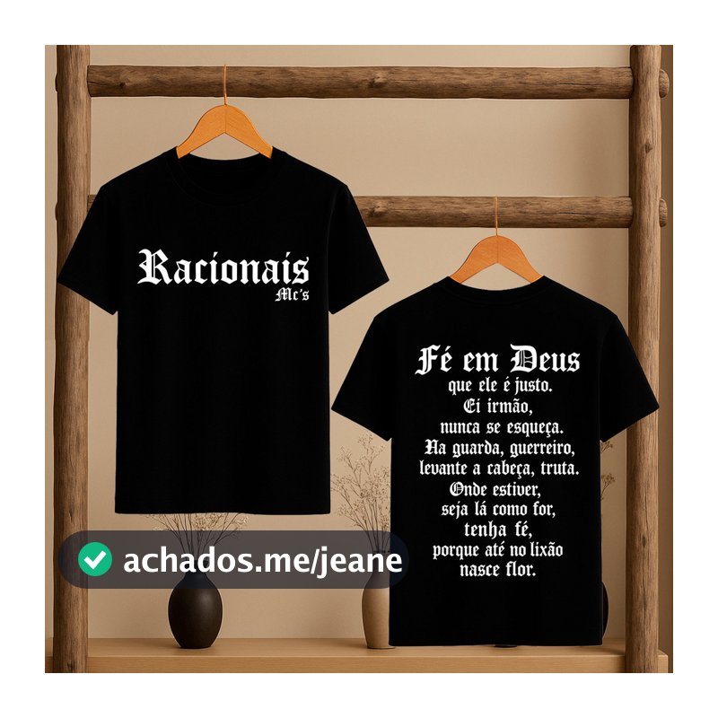 Camiseta Masculina Camisa Masculina Frases Racionais Mcs Camisa Masculina Fé em Deus Que Ele É Justo