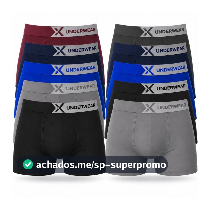 Kit 10, 5 Cueca Masculina Box Adulto Microfibra Anatômica Respirável Secagem Rápida