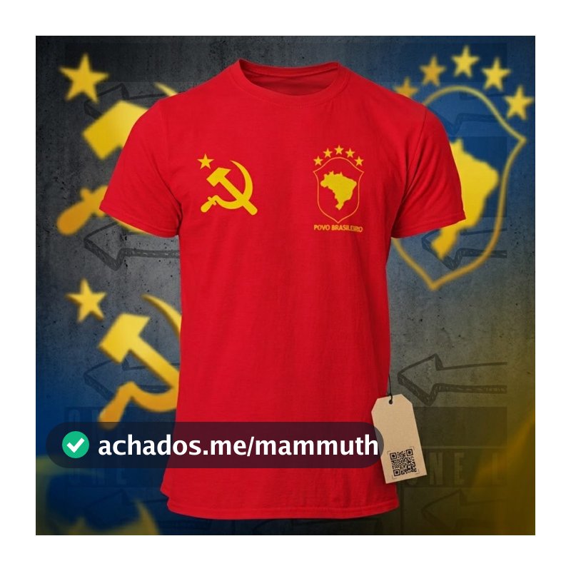 Camiseta Comunismo Brasileiro Camisa 100% Algodão Luta Foice Nação Brasileira Martelo Vidas Socialismo