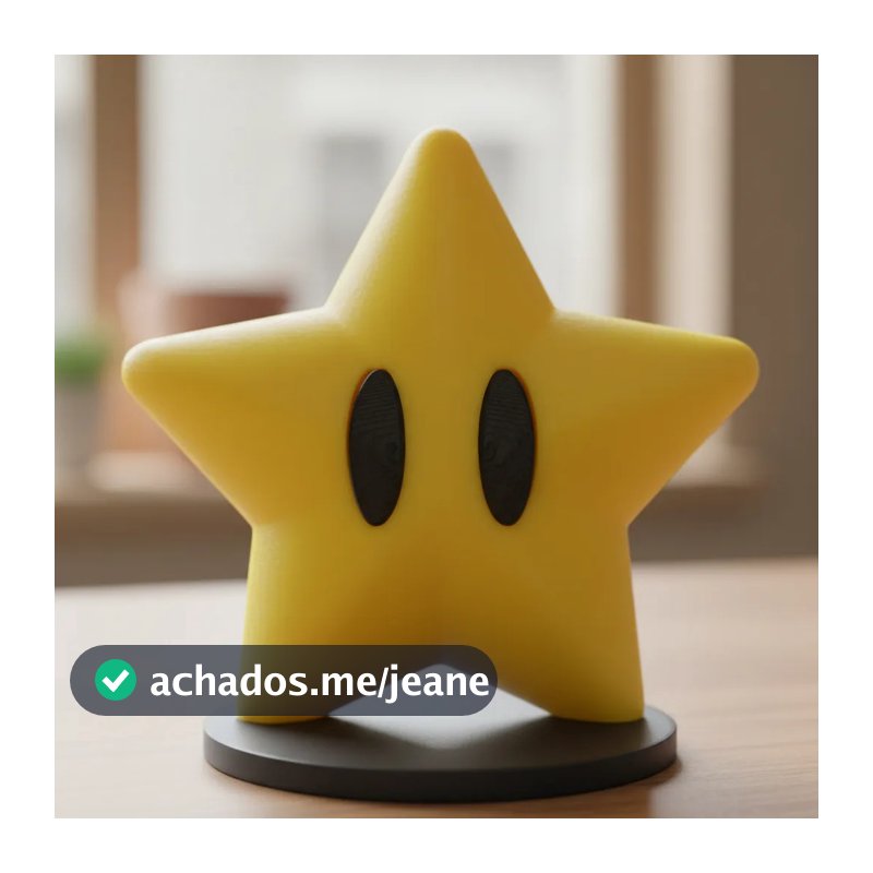 Estrela Mario 3D Decorativa – Enfeite Gamer para Mesa, Quarto e Setup