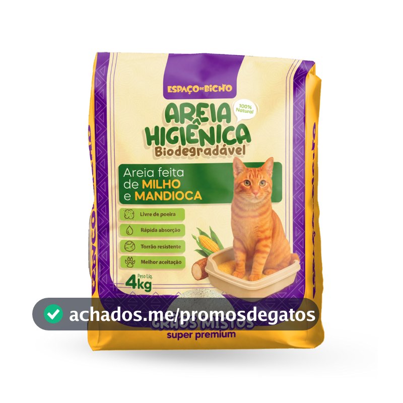 Areia Higiênica Biodegradável Espaço do Bicho Grãos Mistos 4kg – Milho e Mandioca (100% Natural)