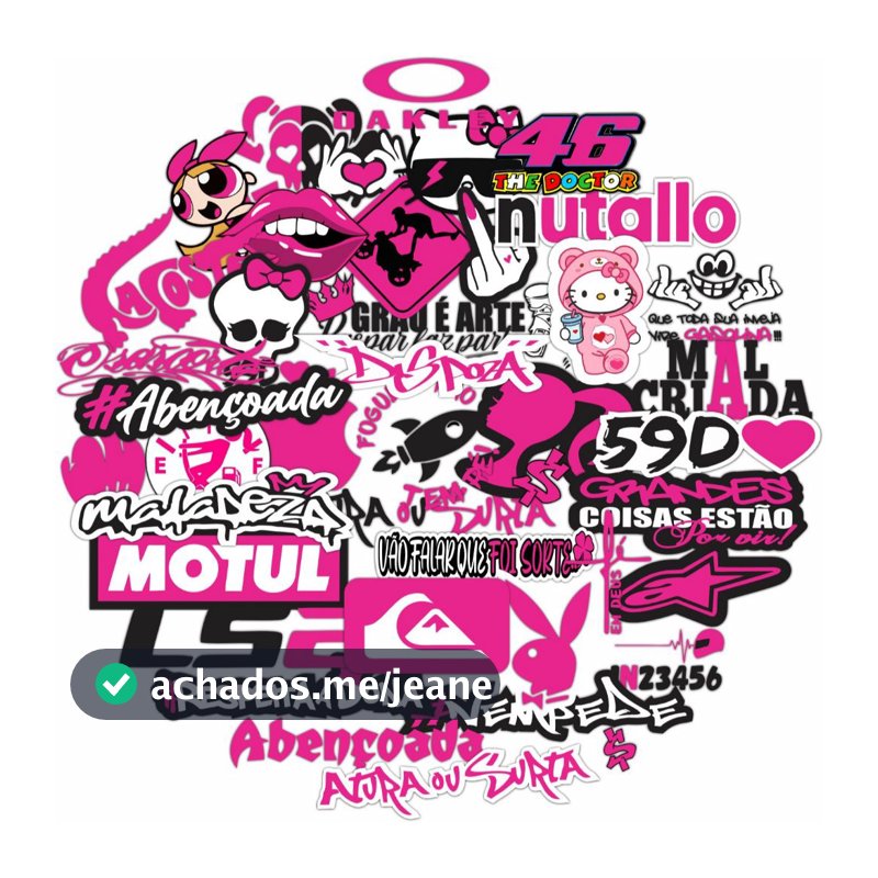 Super Kit De Adesivos 244 Moto Bike Carro Meninas Cartela Pink Rosa Feminino Barbie Du Adesivo Vinil