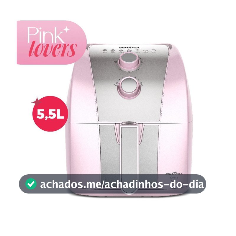 Air Fryer Rosa Britânia 5,5L Cesto Pinkstone 1500W BAFE53