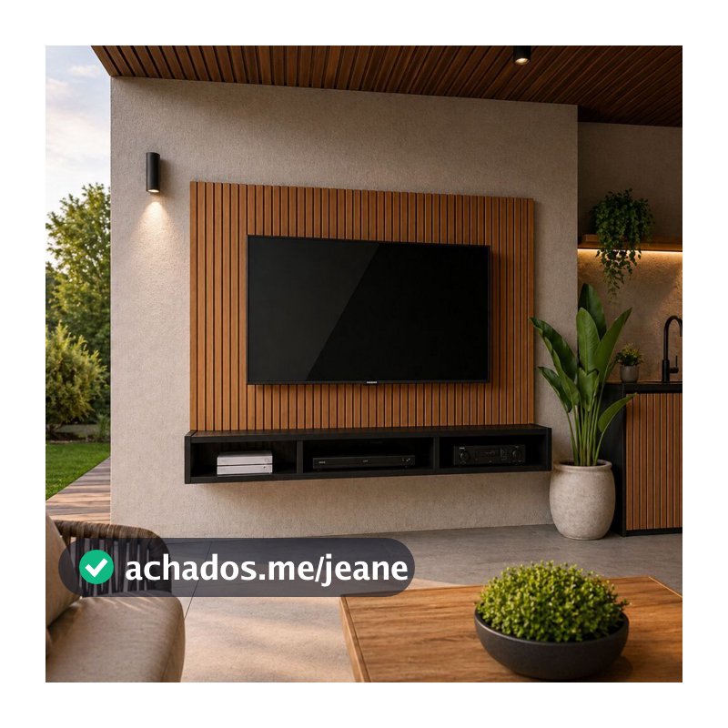Painel Ripado para TV até 50 Polegadas com Nicho Suspenso Home Theater Sala Moderna MDP Premium Luxo
