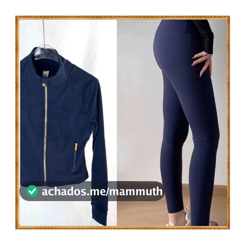 Conjunto de jaqueta curta com gola alta LULU, jaqueta esportiva para yoga + calças compridas 6197+010