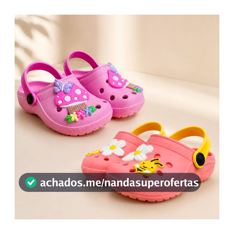Kit 2  Babuche  Menina Infantil Confortável Papete Feminina Criança