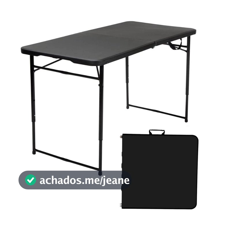 Mesa Dobrável Portátil Ajustável 1,22 Vira Maleta Com Alça Resistente
