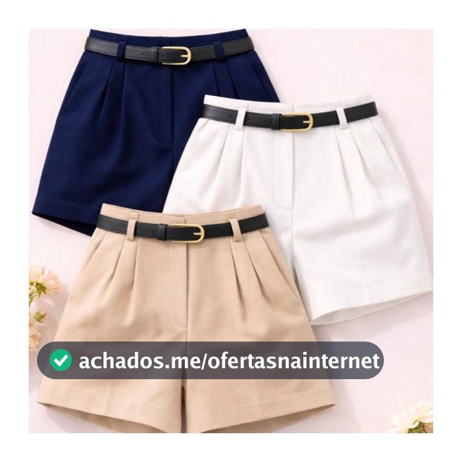 Kit 3 Shorts Alfaiataria Feminino Cintura Alta Com Cinto Elegante