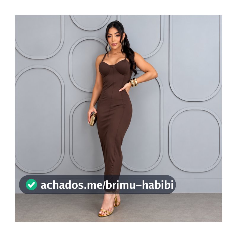Vestido Feminino Longo Justo com Bojo Decote Coração Alcinha Fina Tubinho Modelagem Ajustada ao Corpo Elegante Festa
