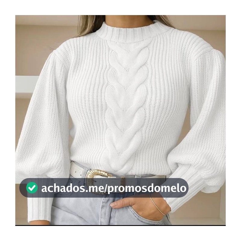 Blusa Poliéster Feminina Tricot Manga Longa com Trança Central Inverno - Nuvem de Lã