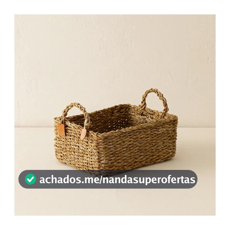 Cesto Natural Organizador Cachepot Pequeno Multiuso Cestaria Seagrass Boho decorativa Organiza Ambientes