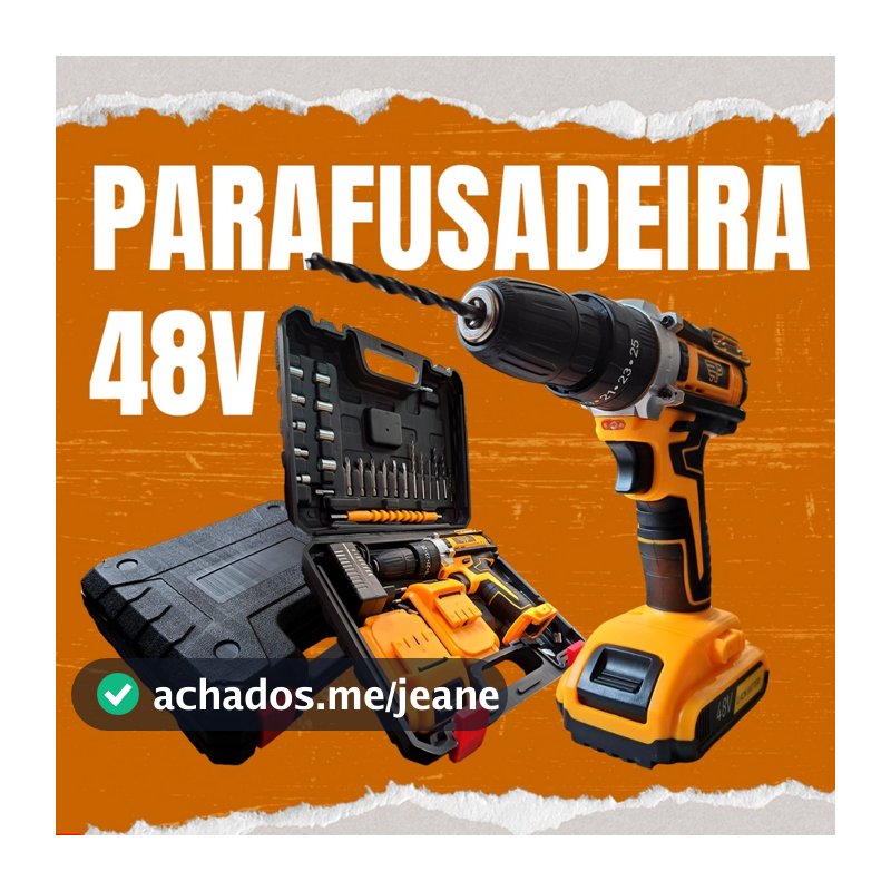 Furadeira e Parafusadeira de Impacto 48v 2 Baterias Elétrica 10mm Mandril Broca Potente Resistente