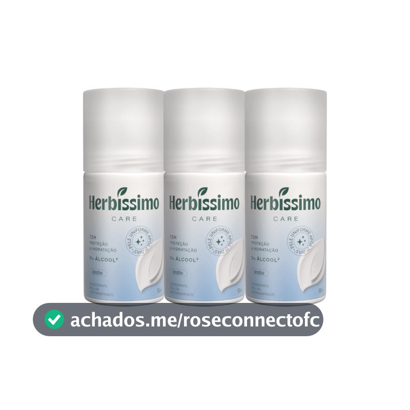 Kit Desodorante Roll-On Antitranspirante Herbíssimo Care Sensitive 50ml (3 unidades)