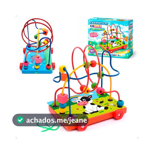 Brinquedo Aramado Educativo Montessori de Madeira -Carrinho de Puxar para Bebês Estimula Coordenação